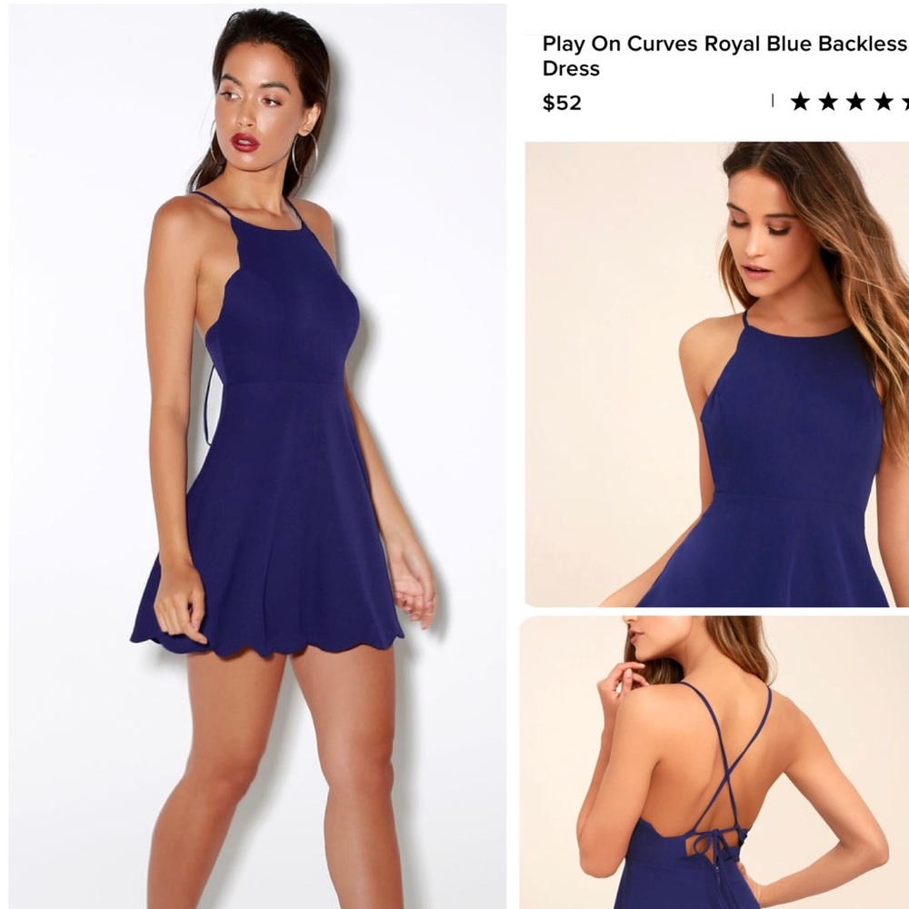 Play on curves royal blue backless dress